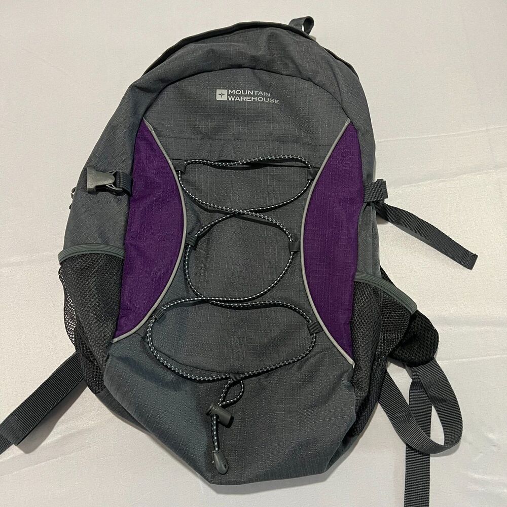 Mountain Warehouse Bolt 18L Backpack Daypack Grey Purple Hiking (Broken Zipper)